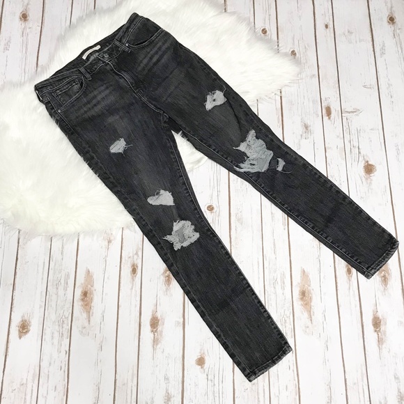 Levi's Denim - Levis 721 High Rise Dark Gray Distressed Jeans 31